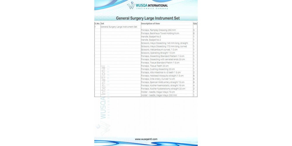 General Surgery Large Instrument Set